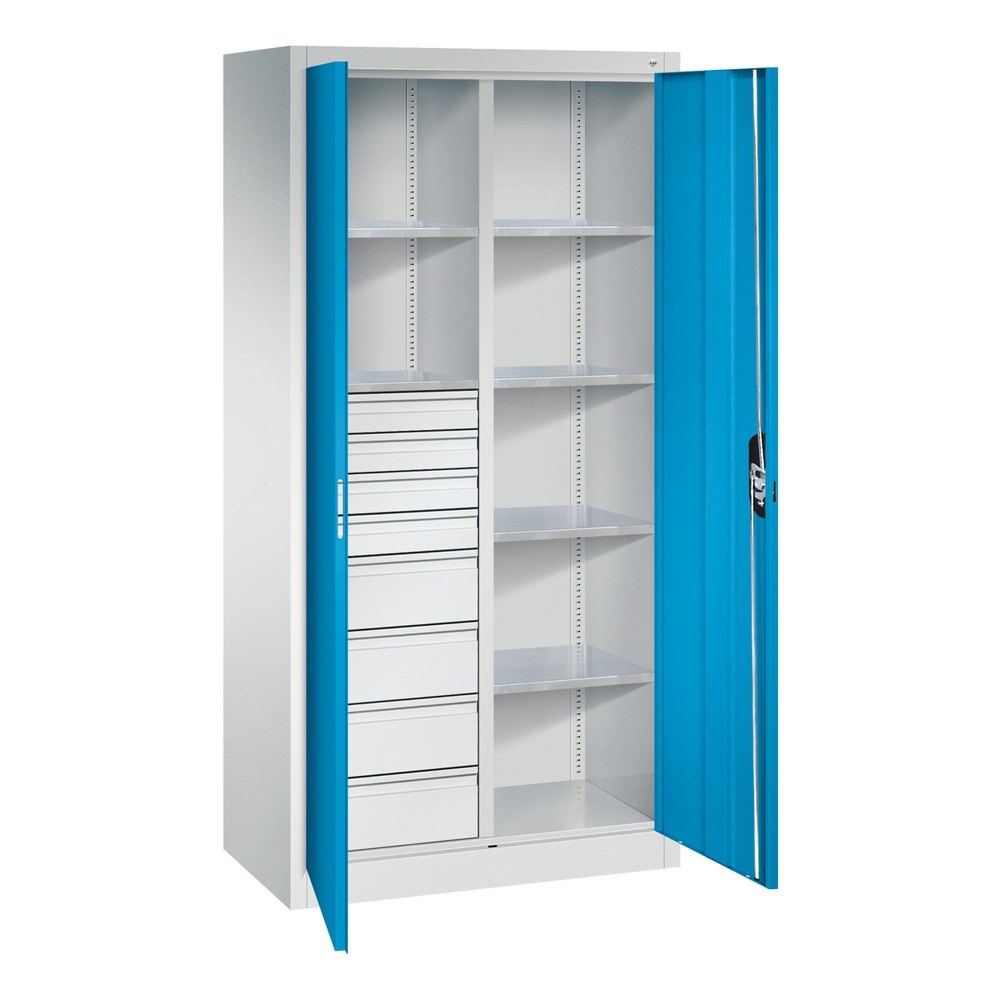Produktabbildung Nr. 8: Armoire à outils C+P, 4 x 86 + 4 x 174 mm, 6 tablettes, largeur 930 mm, gris clair, bleu clair