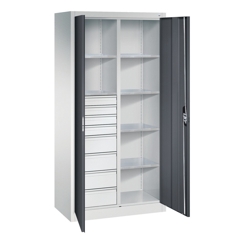 Produktabbildung Nr. 8: Armoire à outils C+P, 4 x 86 + 4 x 174 mm, 6 tablettes, largeur 930 mm, gris clair, gris noir