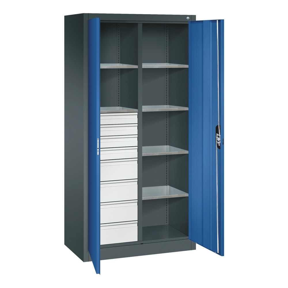Produktabbildung Nr. 8: Armoire à outils C+P, 4 x 86 + 4 x 174 mm, 6 tablettes, largeur 930 mm, gris anthracite, bleu gentiane
