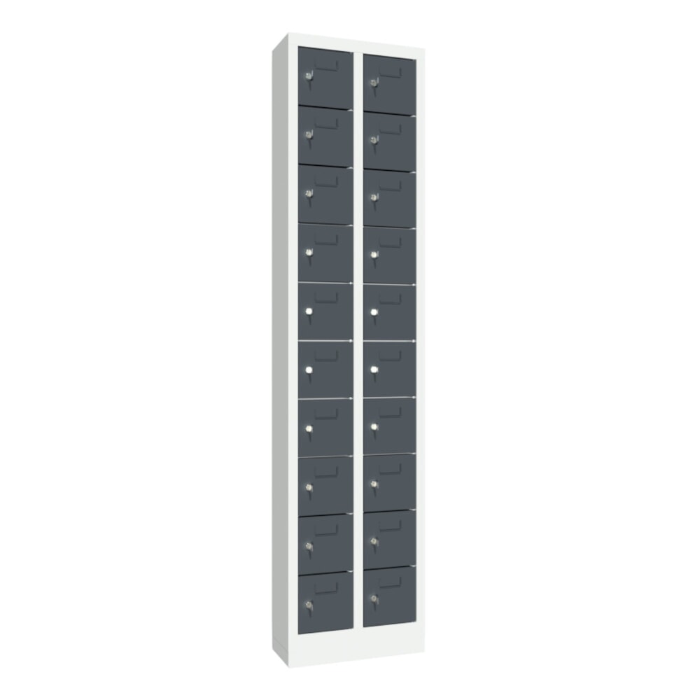 Illustration du produit: Armoire à petits compartiments PAVOY, 20 compartiments, H x l x P 1 950 x 460 x 200 mm, avec porte-étiquettes, gris anthracite, gris clair