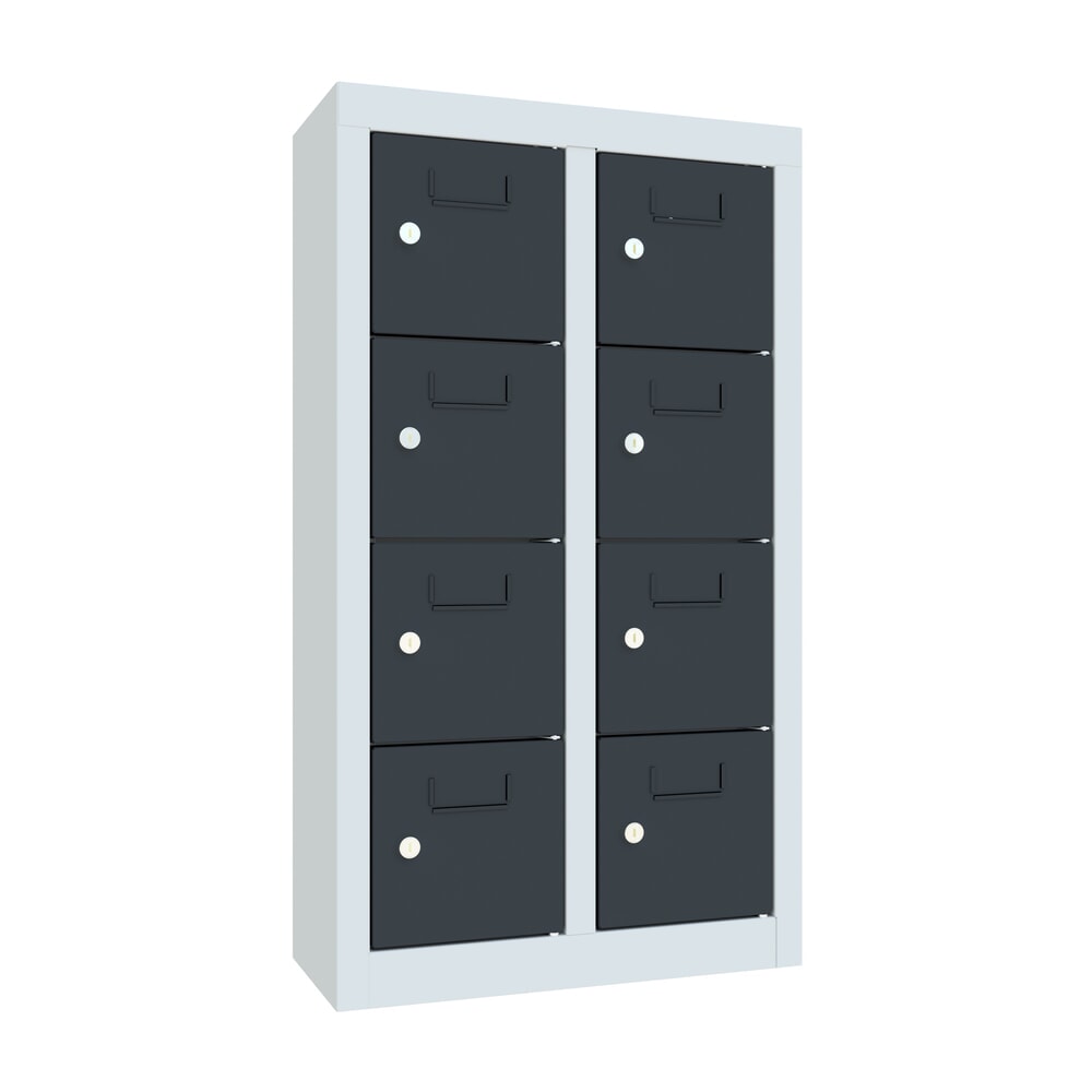 Illustration du produit: Armoire à petits compartiments PAVOY, 8 compartiments, H x l x P 815 x 460 x 200 mm, avec porte-étiquettes, gris anthracite, gris clair