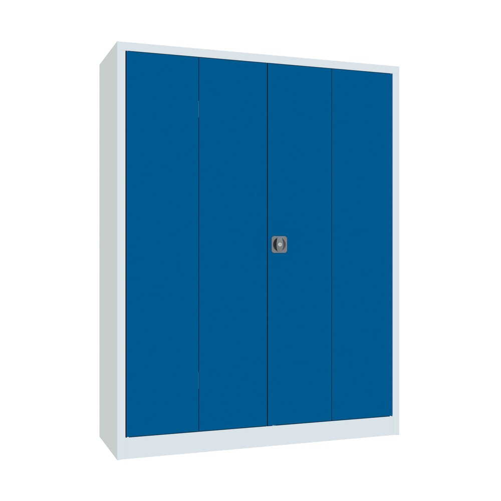 Produktabbildung Nr. 1: Armoire à porte repliable PAVOY avec 4 tablettes, H x l x P 1 950 x 1 500 x 500 mm, bleu gentiane, gris clair