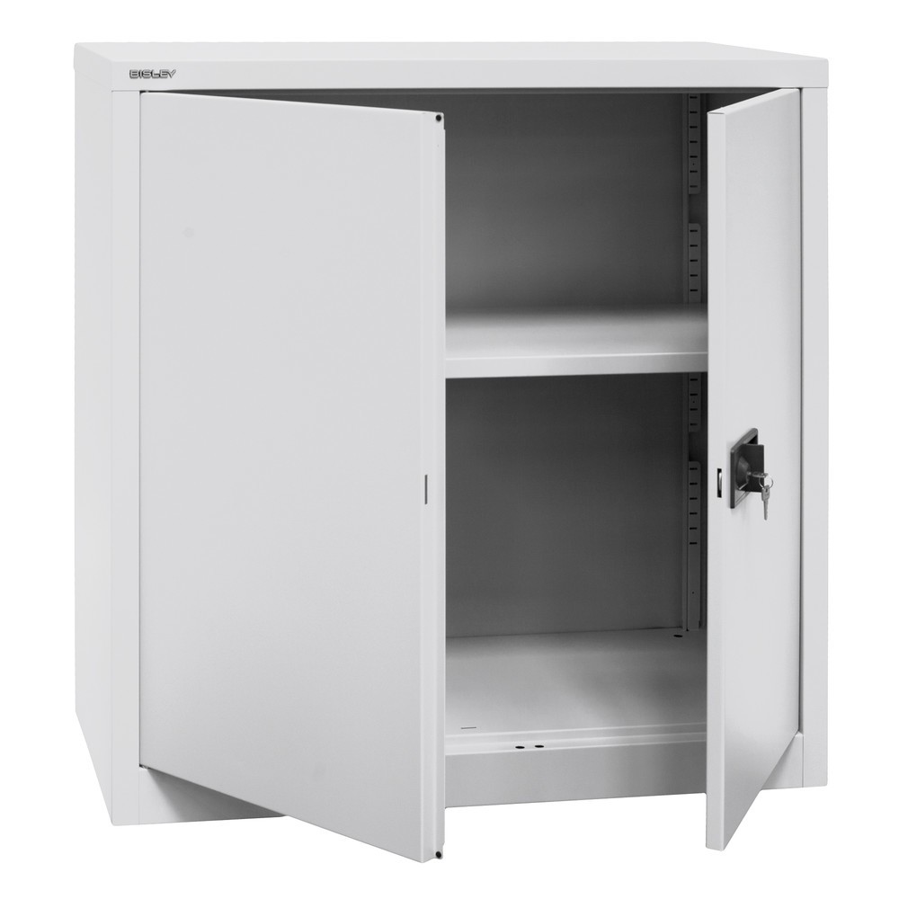 Produktabbildung Nr. 2: Armoire à portes battantes BISLEY, H x l x P 1 000 x 914 x 400 mm, gris clair/bleu, tablettes galvanisées