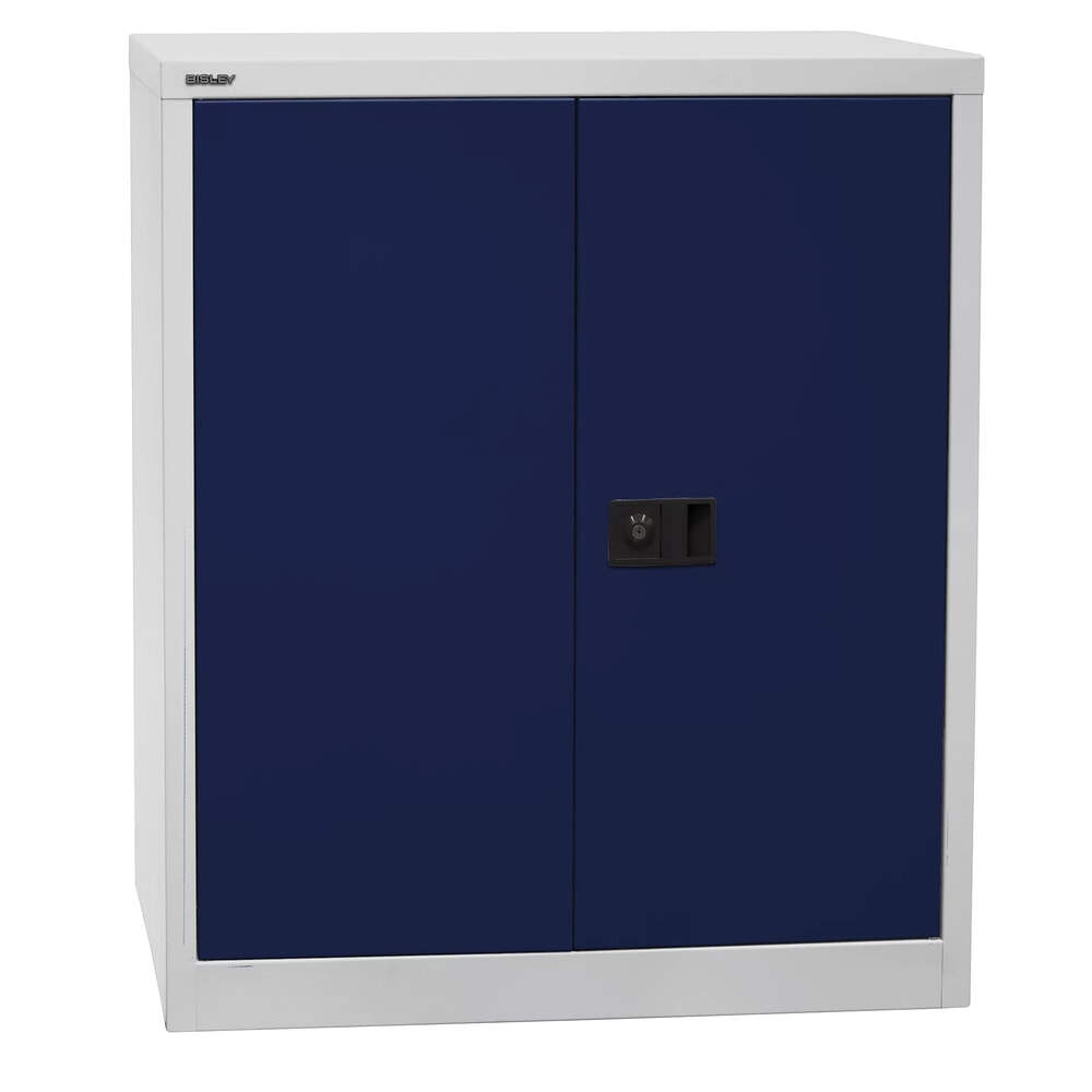 N° de l'image du produit 1 : Armoire à portes battantes BISLEY, H x l x P 1 000 x 914 x 400 mm, gris clair/bleu, tablettes galvanisées