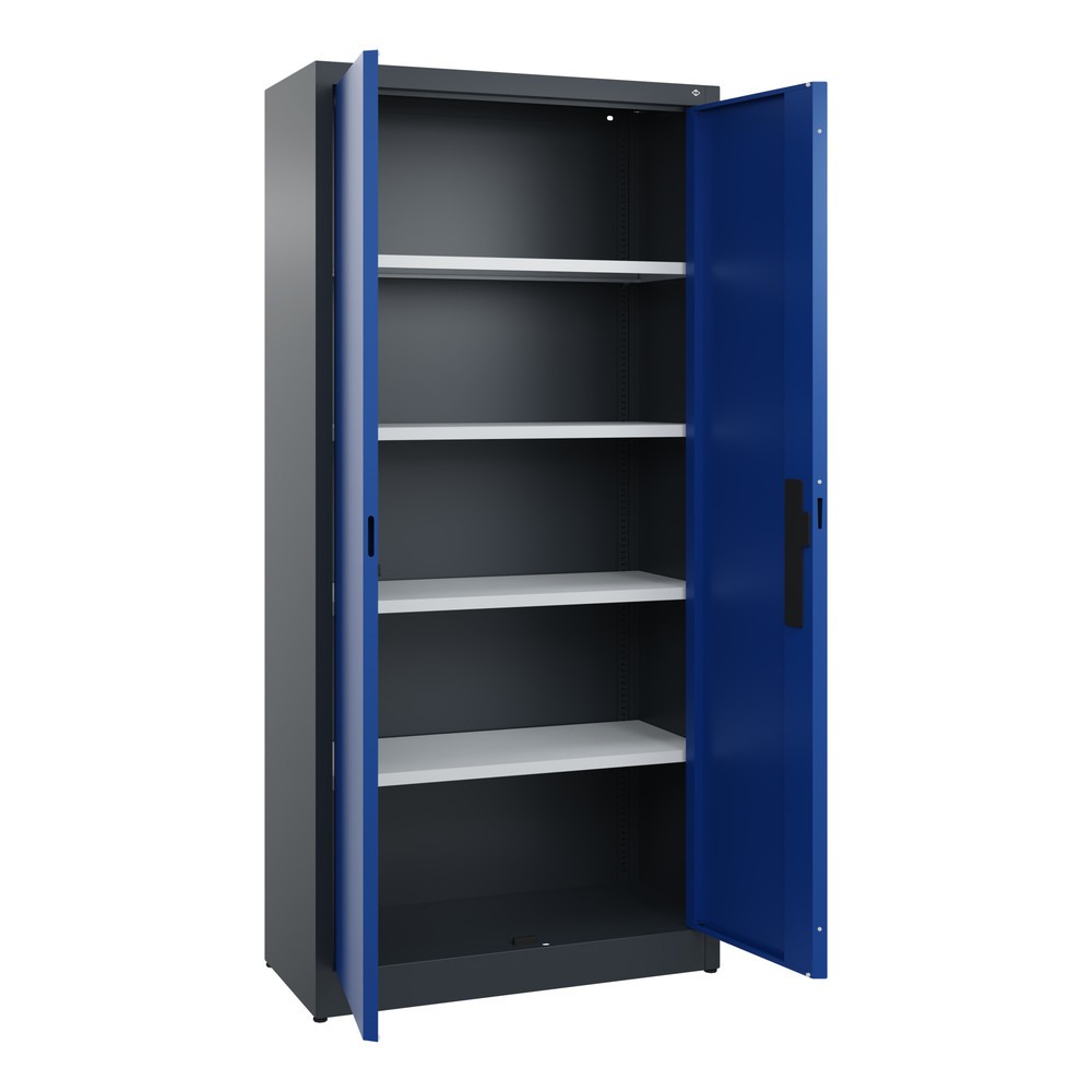 Produktabbildung Nr. 4: Armoire à portes battantes C+P, 5 niveaux, H x l x P 1950 x 930 x 400 mm, gris anthracite, bleu gentiane