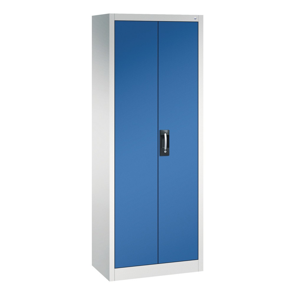 N° de l'image du produit 1 : Armoire à portes battantes d’atelier C+P avec 4 tablettes, H x l x P 1 950 x 700 x 400 mm, gris clair, bleu gentiane