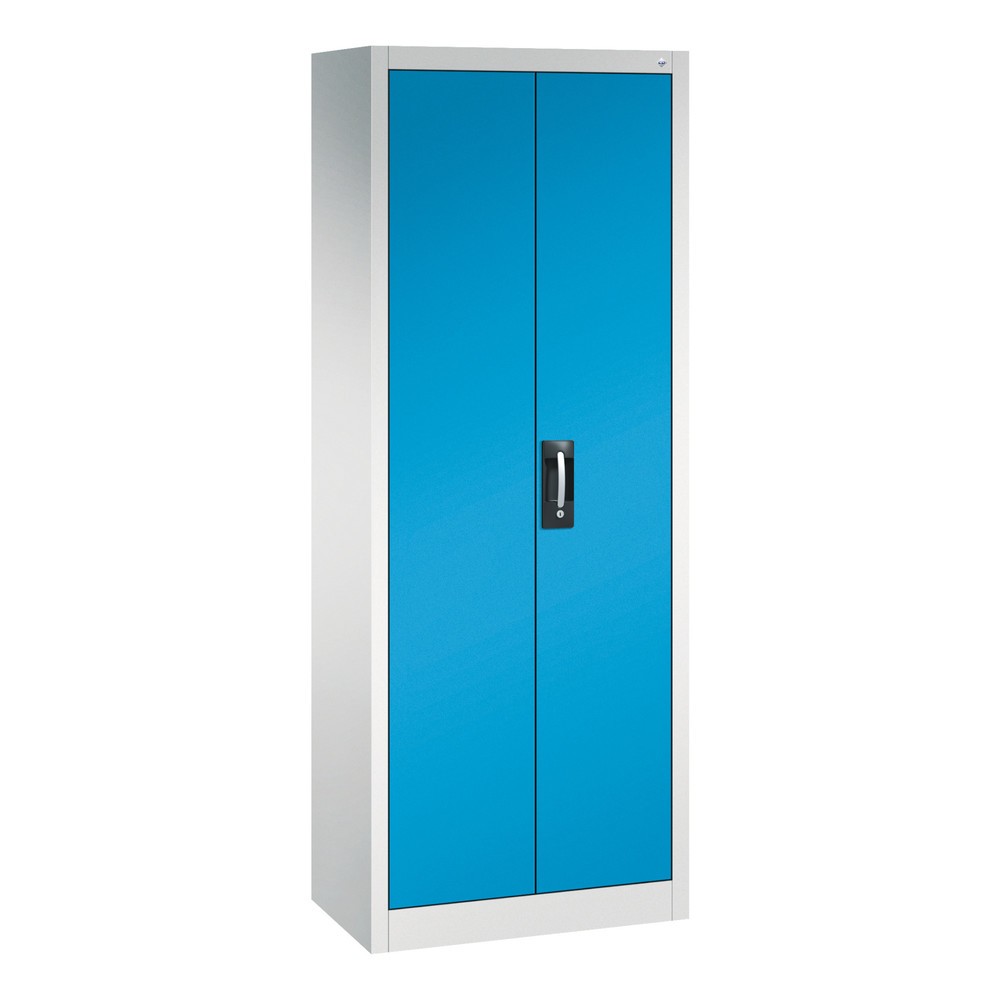 Produktabbildung Nr. 1: Armoire à portes battantes d’atelier C+P avec 4 tablettes, H x l x P 1 950 x 700 x 400 mm, gris clair, bleu clair