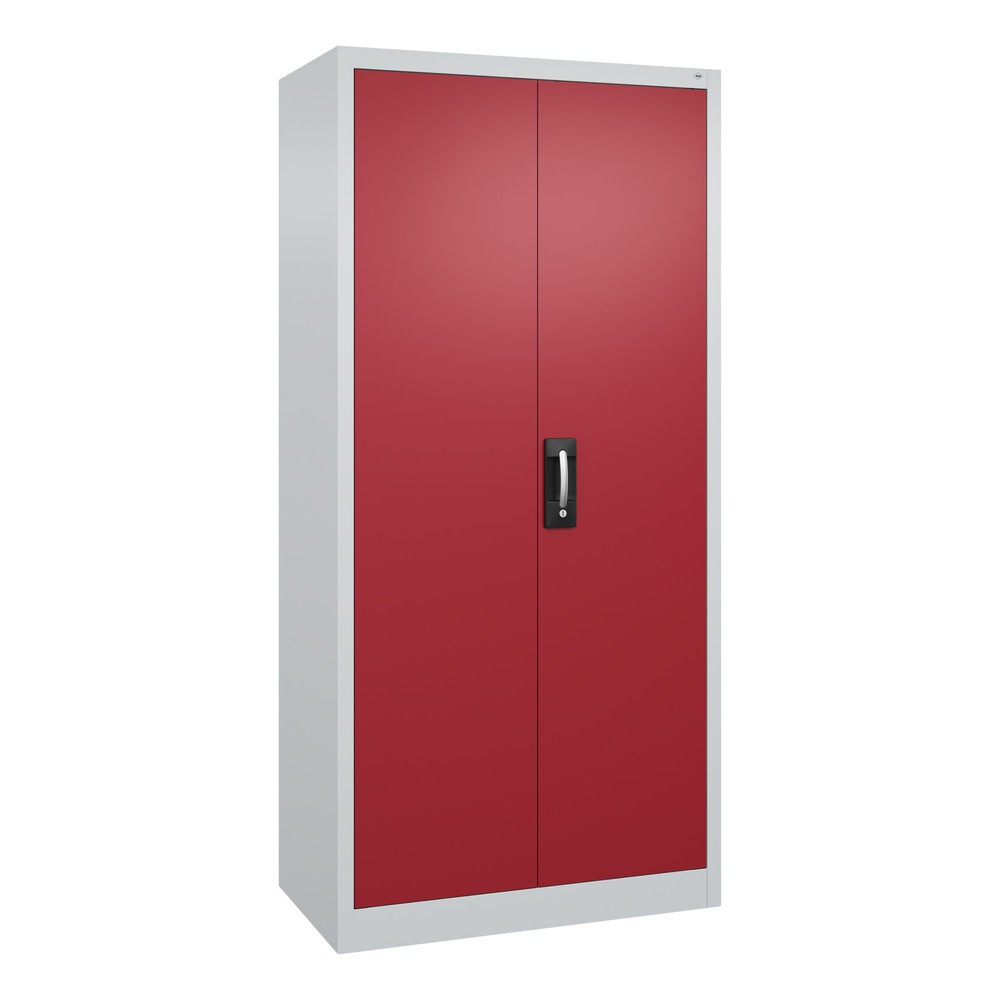 Illustration du produit: Armoire à portes battantes d’atelier C+P avec 4 tablettes, H x l x P 1 950 x 930 x 500 mm, gris clair, rouge rubis