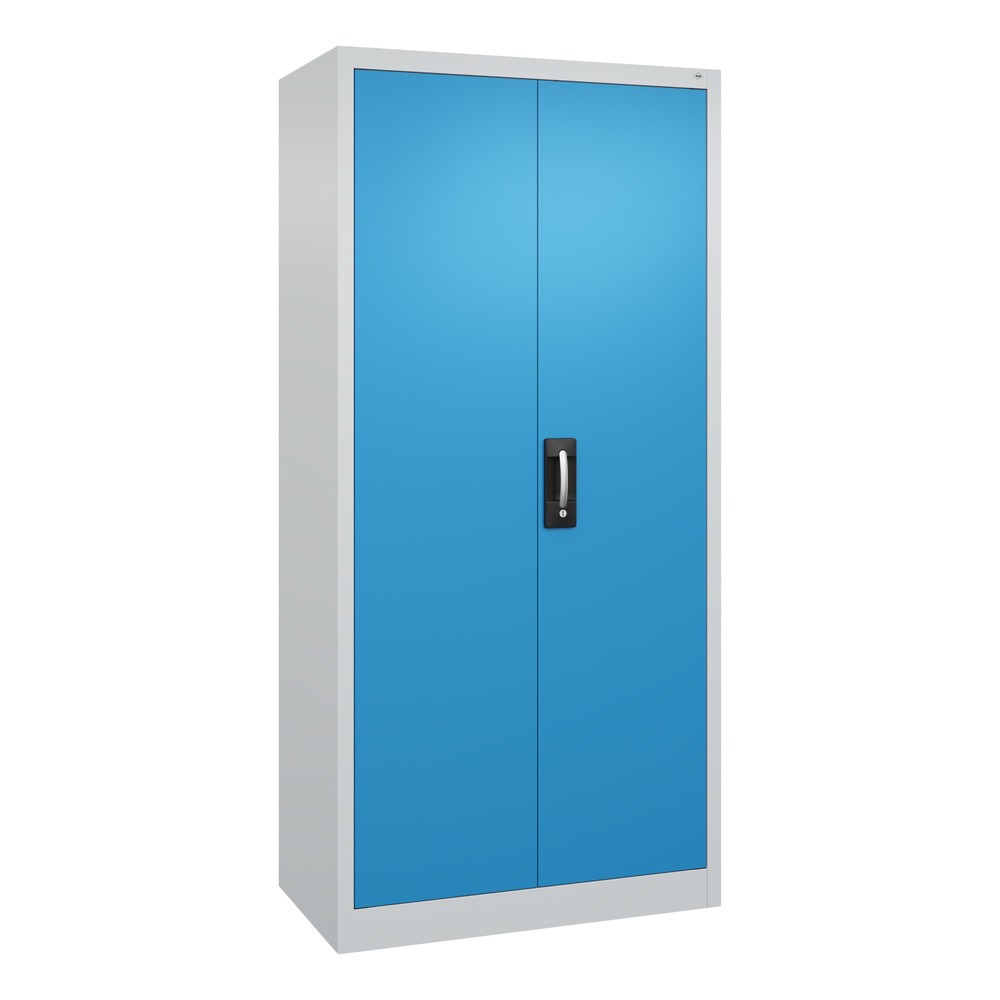 Illustration du produit: Armoire à portes battantes d’atelier C+P avec 4 tablettes, H x l x P 1 950 x 930 x 500 mm, gris clair, bleu clair