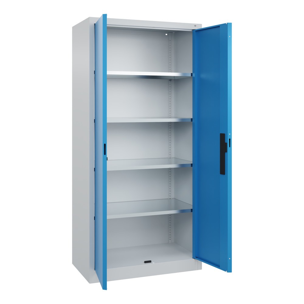 Produktabbildung Nr. 19: Armoire à portes battantes d’atelier C+P avec 4 tablettes, H x l x P 1 950 x 930 x 500 mm, gris clair, bleu clair