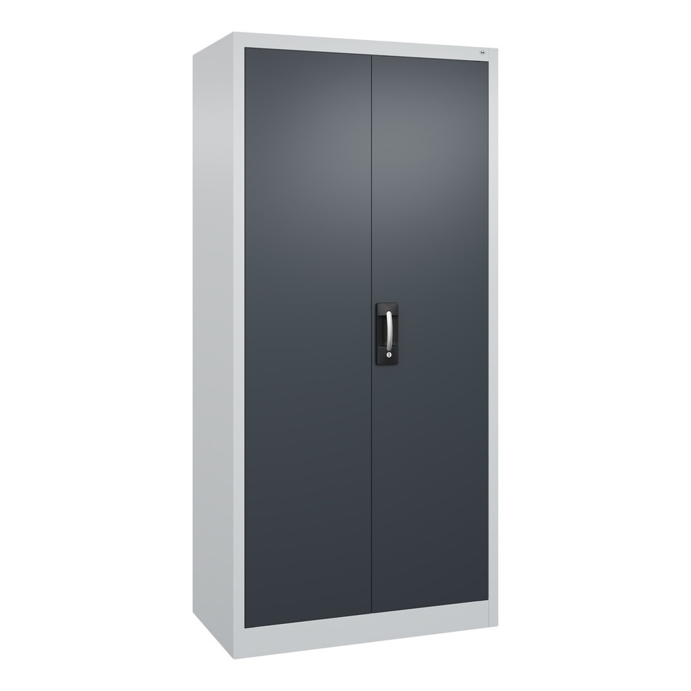 Illustration du produit: Armoire à portes battantes d’atelier C+P avec 4 tablettes, H x l x P 1 950 x 930 x 500 mm, gris clair, gris noir