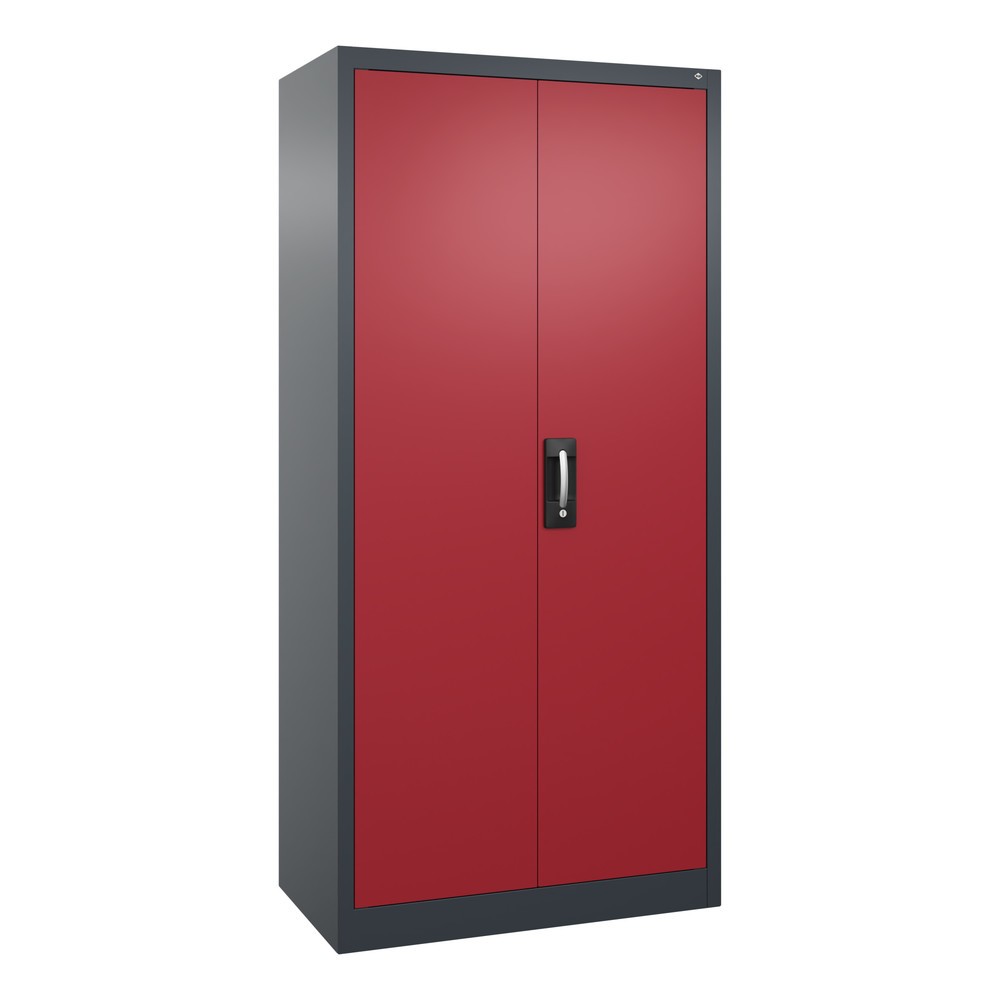 Illustration du produit: Armoire à portes battantes d’atelier C+P avec 4 tablettes, H x l x P 1 950 x 930 x 500 mm, gris anthracite, rouge rubis