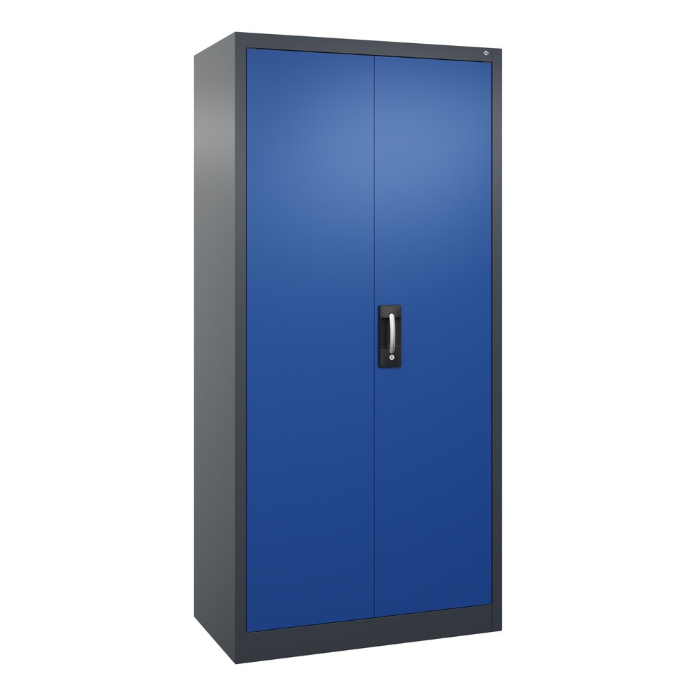 Illustration du produit: Armoire à portes battantes d’atelier C+P avec 4 tablettes, H x l x P 1 950 x 930 x 500 mm, gris anthracite, bleu gentiane