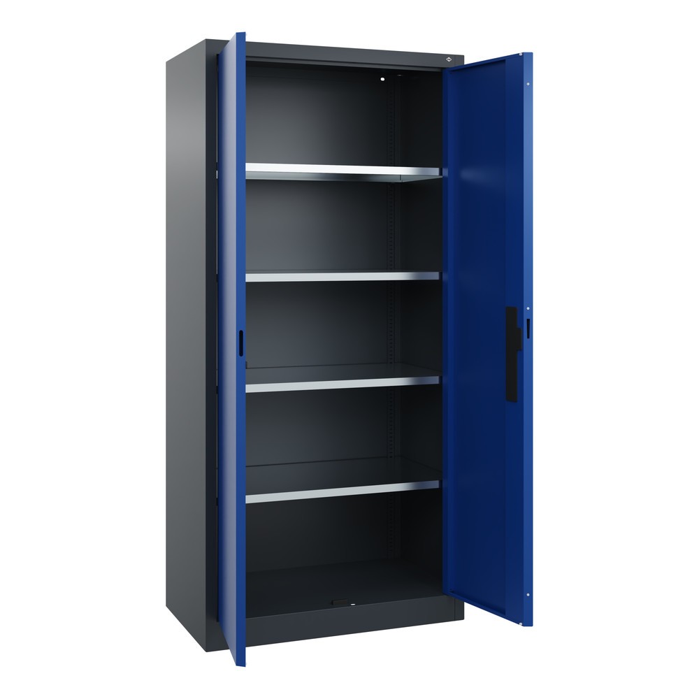 Produktabbildung Nr. 21: Armoire à portes battantes d’atelier C+P avec 4 tablettes, H x l x P 1 950 x 930 x 500 mm, gris anthracite, bleu gentiane