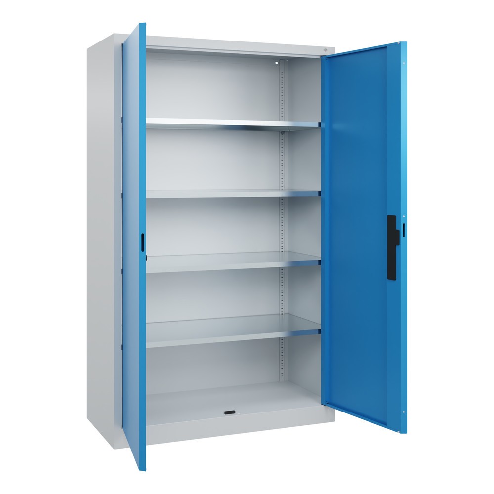 Produktabbildung Nr. 17: Armoire à portes battantes d’atelier C+P avec 4 tablettes, H x l x P 1 950 x 1 200 x 500 mm, gris clair, bleu clair