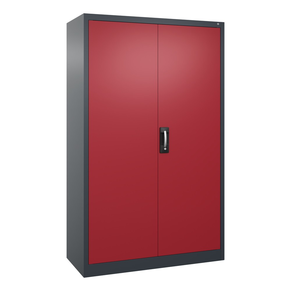 Illustration du produit: Armoire à portes battantes d’atelier C+P avec 4 tablettes, H x l x P 1 950 x 1 200 x 500 mm, gris anthracite, rouge rubis