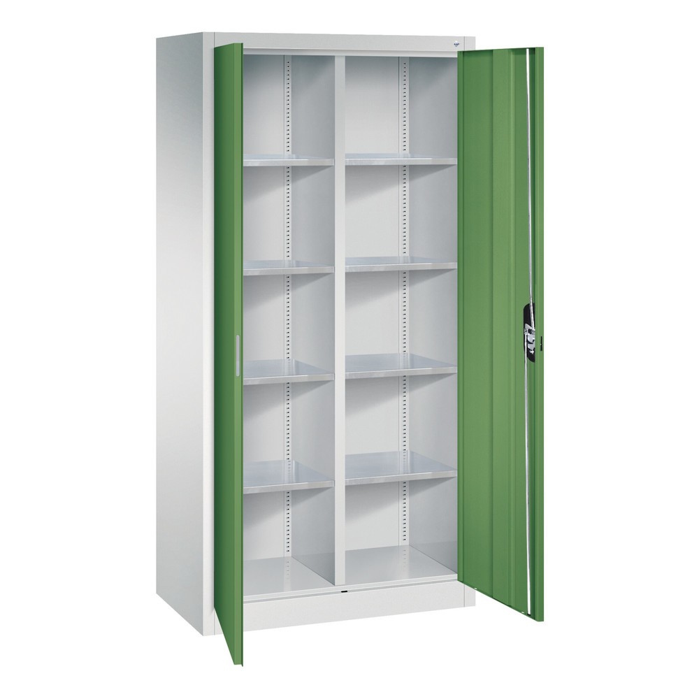Produktabbildung Nr. 4: Armoire à portes battantes d’atelier C+P avec paroi centrale + 8 tablettes, H x l x P 1 950 x 930 x 500 mm, gris anthracite, gris noir