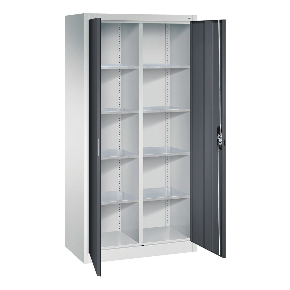 Produktabbildung Nr. 4: Armoire à portes battantes d’atelier C+P avec paroi centrale + 8 tablettes, H x l x P 1 950 x 930 x 500 mm, gris anthracite, gris anthracite