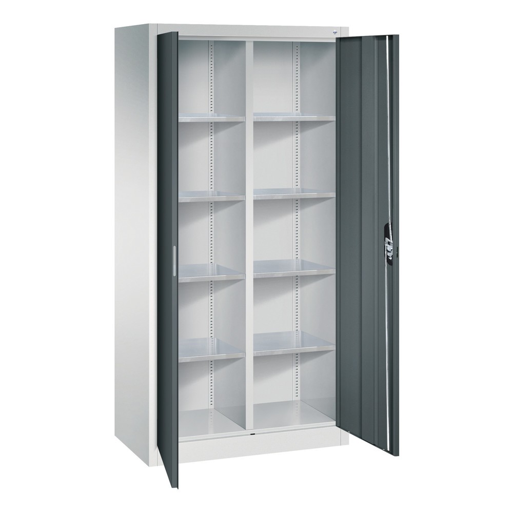 Produktabbildung Nr. 7: Armoire à portes battantes d’atelier C+P avec paroi centrale + 8 tablettes, H x l x P 1 950 x 930 x 500 mm, gris clair, gris anthracite