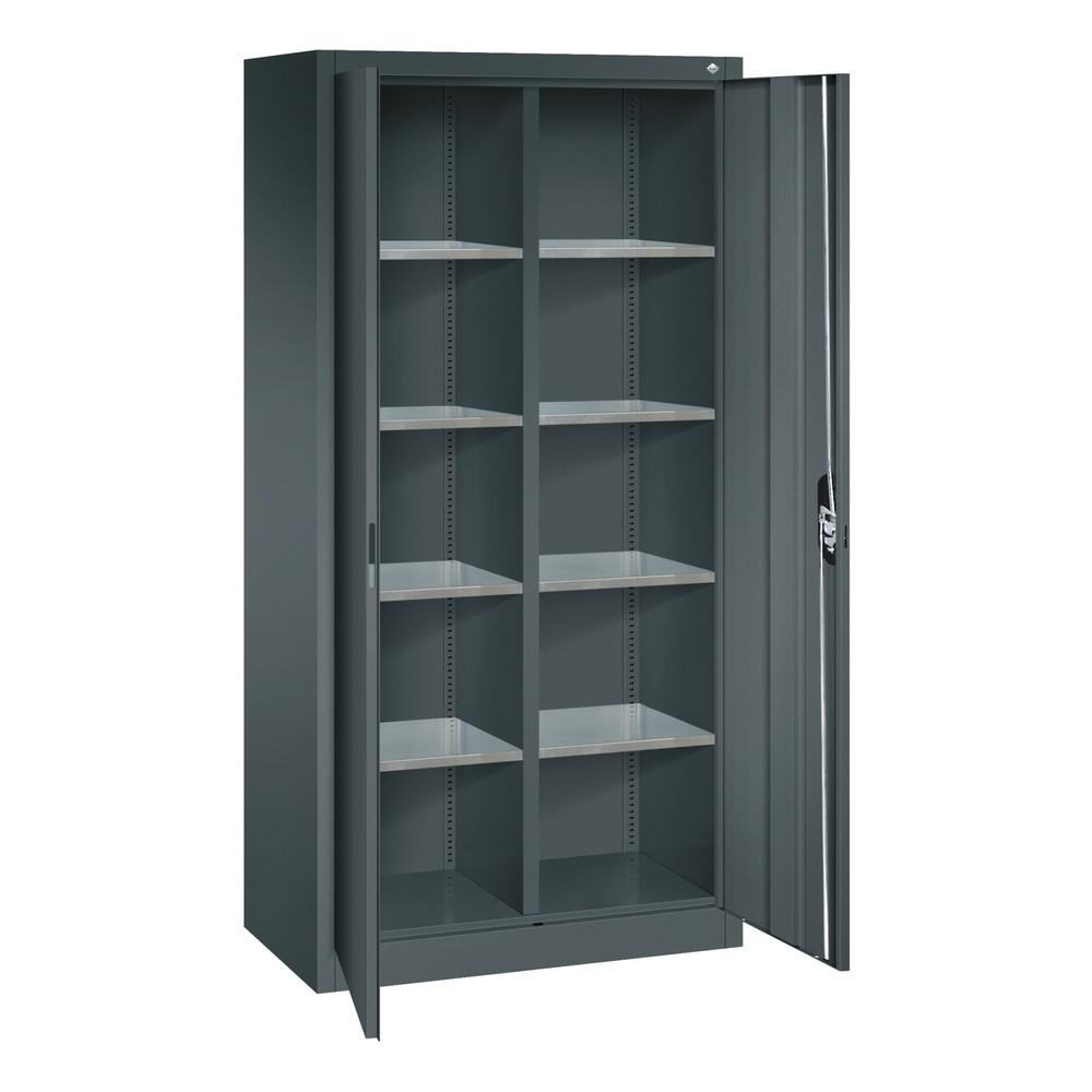 Produktabbildung Nr. 6: Armoire à portes battantes d’atelier C+P avec paroi centrale + 8 tablettes, H x l x P 1 950 x 930 x 500 mm, gris anthracite, gris anthracite