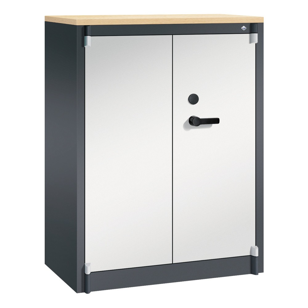 Illustration du produit: Armoire à portes battantes de sécurité C+P, 3 niveaux, H x l x P 1 226 x 930 x 500 mm, gris noir/gris clair, Érable