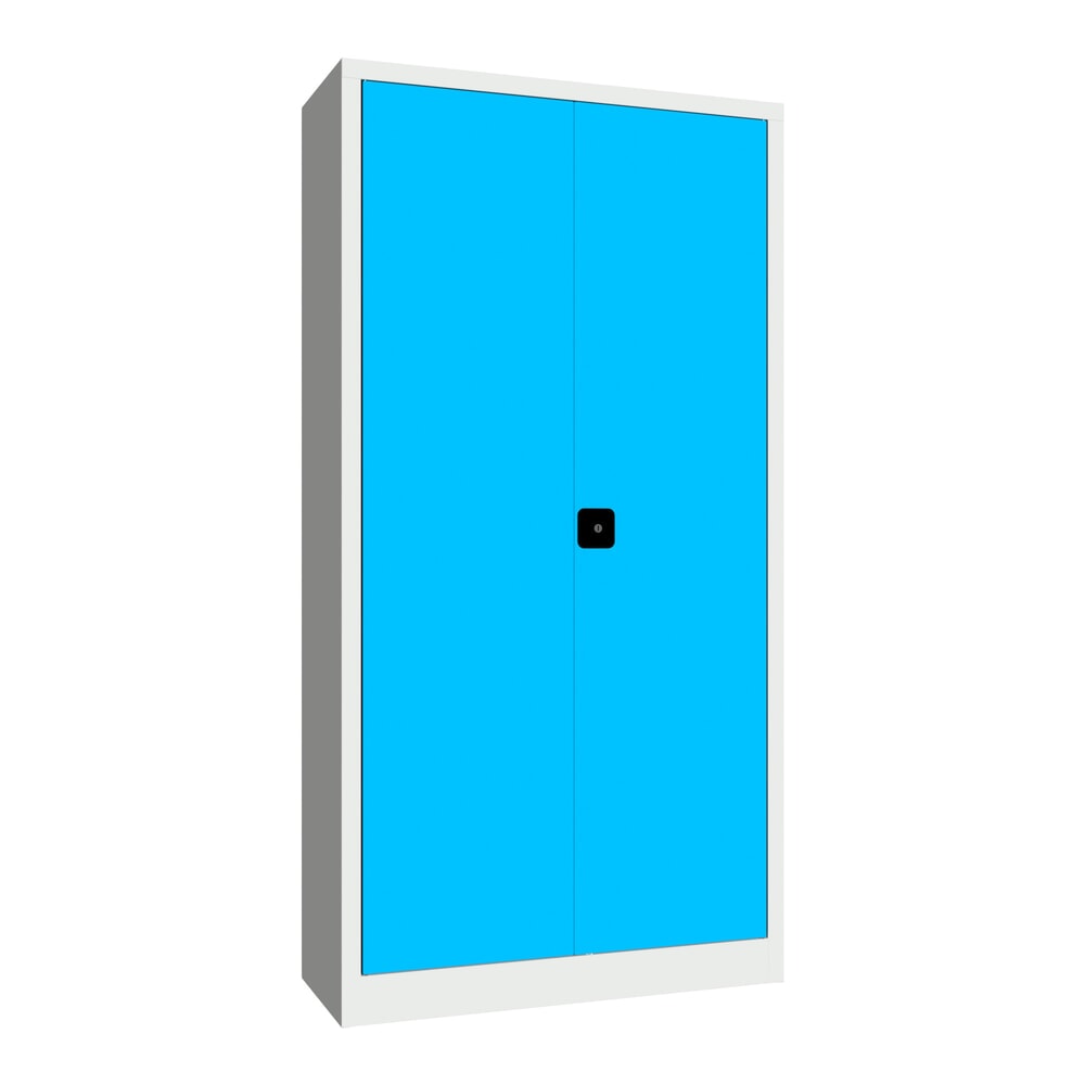 Illustration du produit: Armoire à portes battantes PAVOY, 4 tablettes, H x l x P 1 950 x 1 000 x 400 mm, bleu clair, gris clair