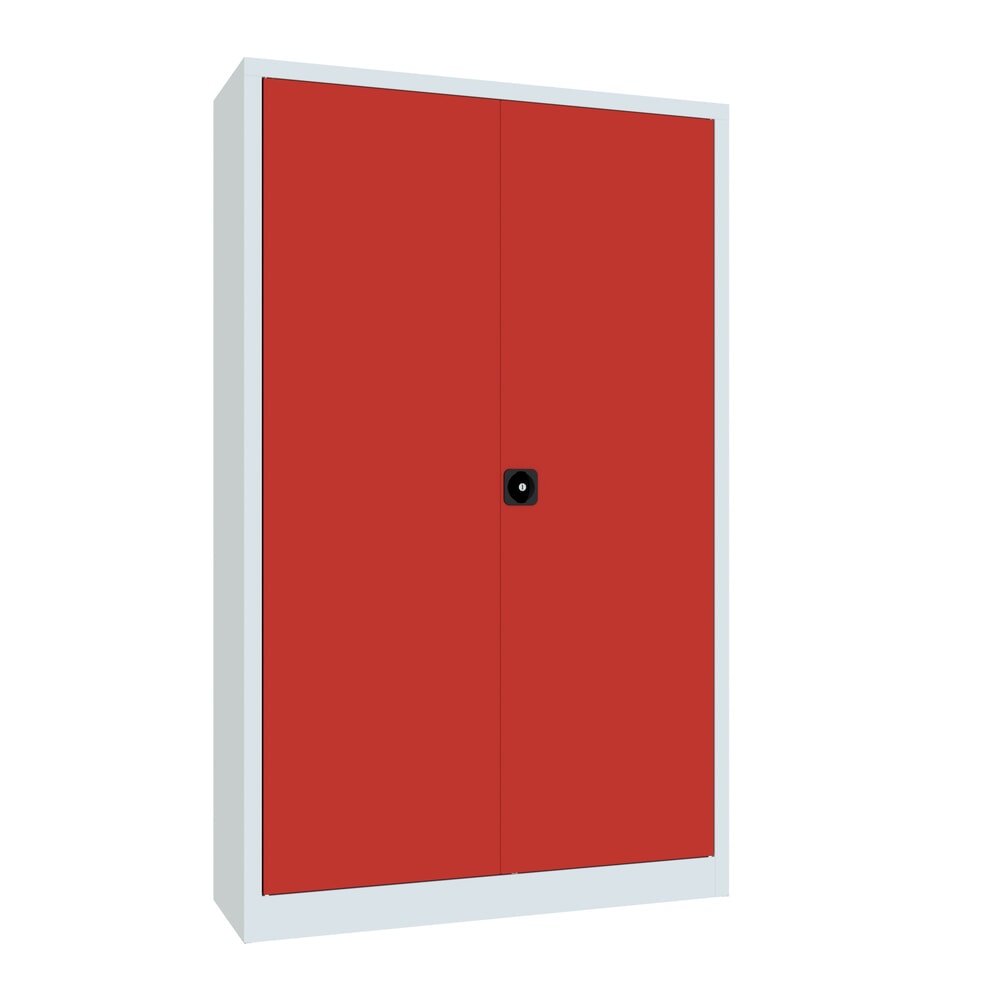 N° de l'image du produit 1 : Armoire à portes battantes PAVOY, 4 tablettes, H x l x P 1 950 x 1 200 x 400 mm, rouge feu, gris clair