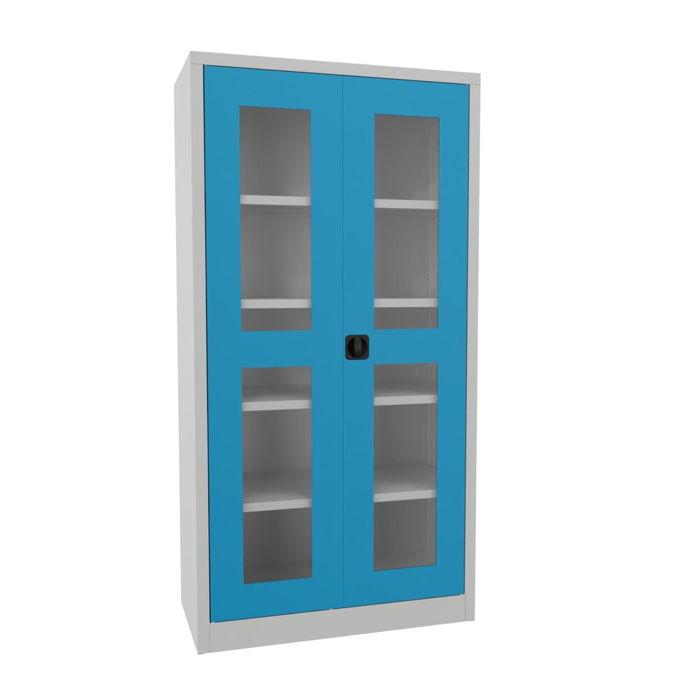Produktabbildung Nr. 1: Armoire à portes battantes PAVOY avec regards, H x l x P 1 950 x 1 000 x 500 mm, bleu clair, gris clair