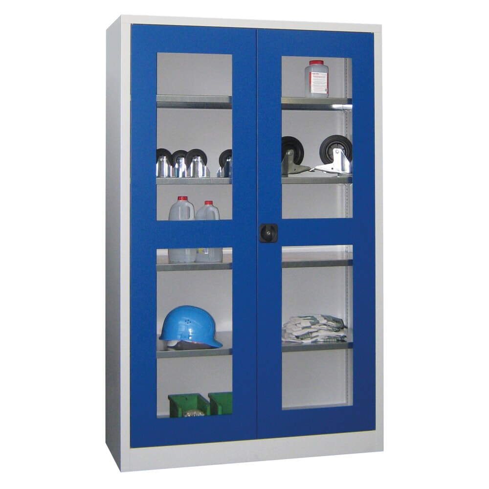 Illustration du produit: Armoire à portes battantes PAVOY avec regards, H x l x P 1 950 x 1 200 x 500 mm, bleu gentiane, gris clair