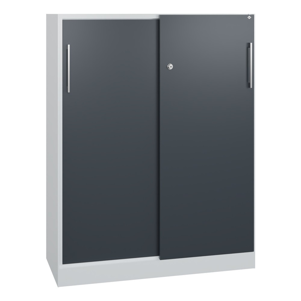 N° de l'image du produit 1 : Armoire à portes coulissantes C+P Asisto, 3 hauteurs de classeur, largeur 1 000 mm, gris clair, gris anthracite