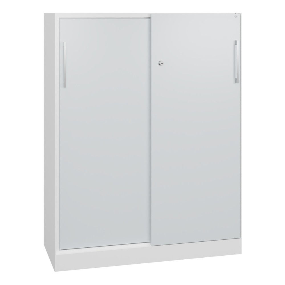 Illustration du produit: Armoire à portes coulissantes C+P Asisto, 3 hauteurs de classeur, largeur 1 000 mm, blanc signalisation, gris clair