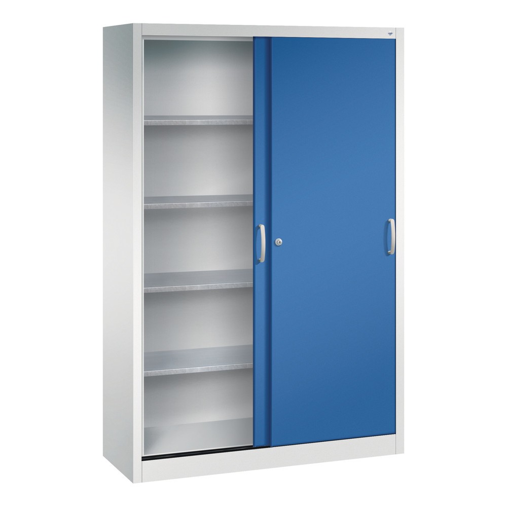 Produktabbildung Nr. 3: Armoire à portes coulissantes d’atelier C+P avec 4 tablettes, H x l x P 1 950 x 1 200 x 400 mm, gris clair, bleu gentiane