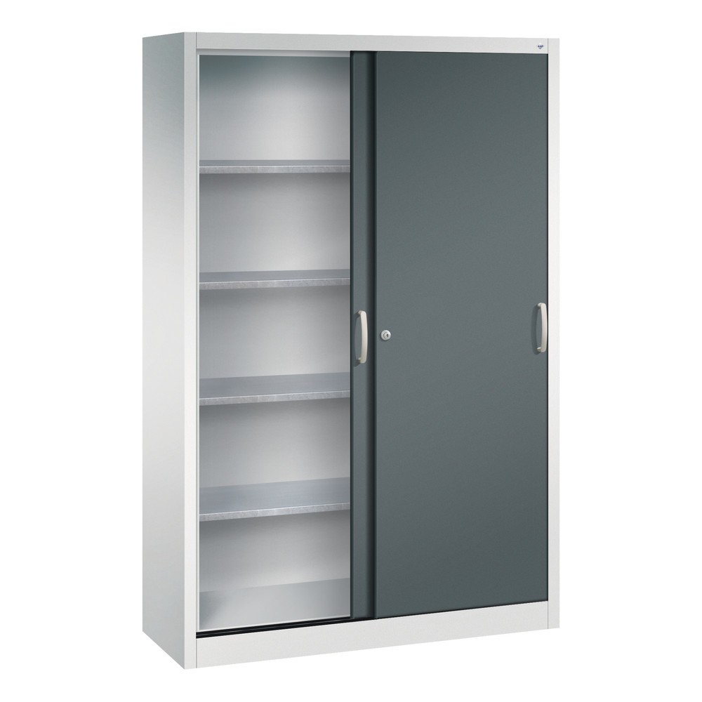 Produktabbildung Nr. 3: Armoire à portes coulissantes d’atelier C+P avec 4 tablettes, H x l x P 1 950 x 1 200 x 400 mm, gris clair, gris anthracite