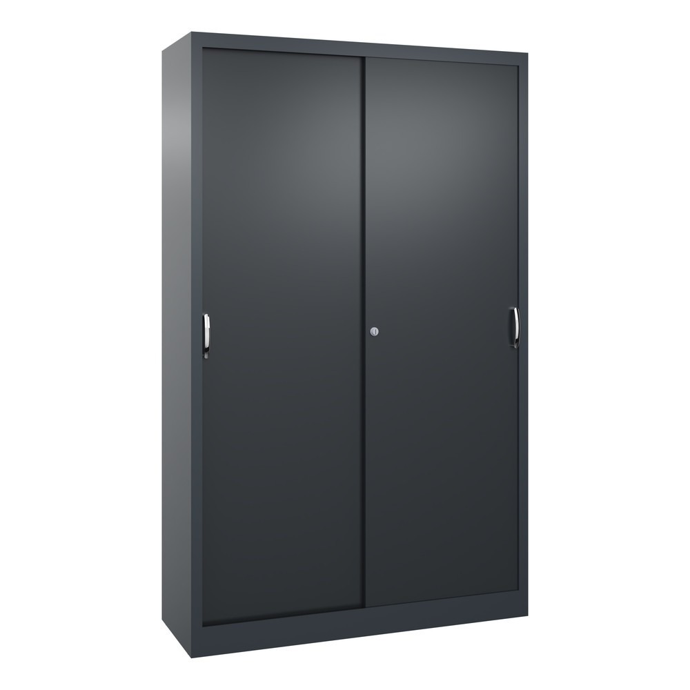 Illustration du produit: Armoire à portes coulissantes d’atelier C+P avec 4 tablettes, H x l x P 1 950 x 1 200 x 400 mm, gris anthracite, gris noir