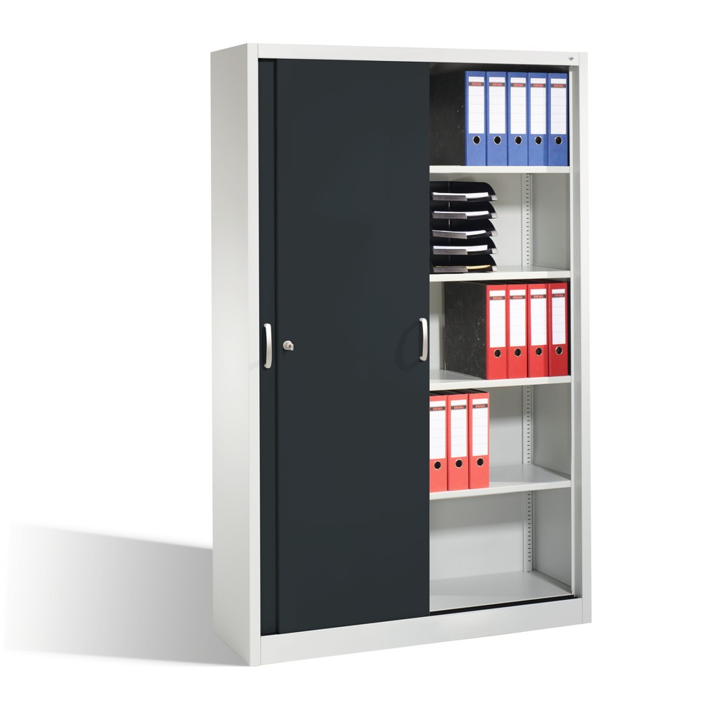 Produktabbildung Nr. 5: Armoire à portes coulissantes, H x l x P 1 950 x 1 200 x 400 mm, gris clair, gris noir
