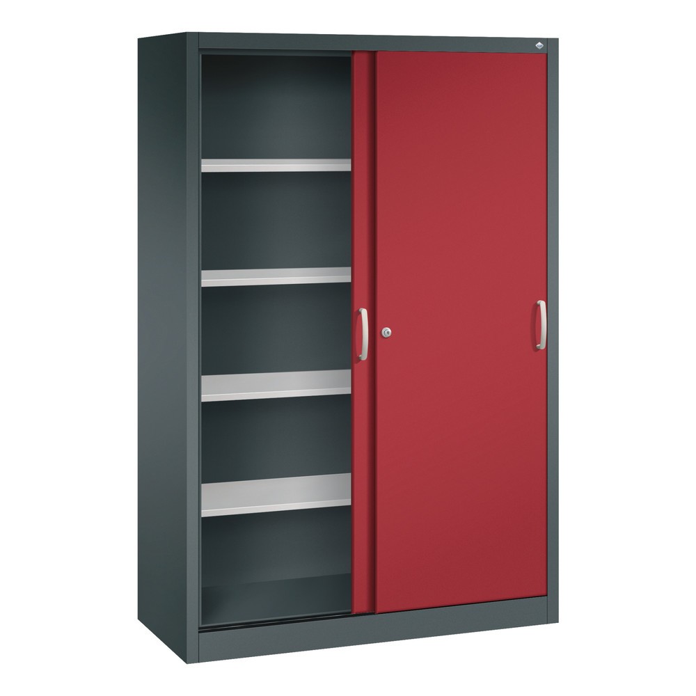 Produktabbildung Nr. 3: Armoire à portes coulissantes, 1 950 x 1 200 x 500 mm, gris anthracite, rouge rubis
