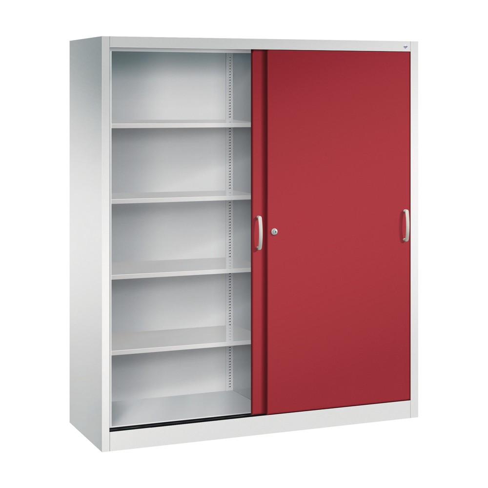 Produktabbildung Nr. 3: Armoire à portes coulissantes, 1 950 x 1 600 x 500 mm, gris clair, rouge rubis