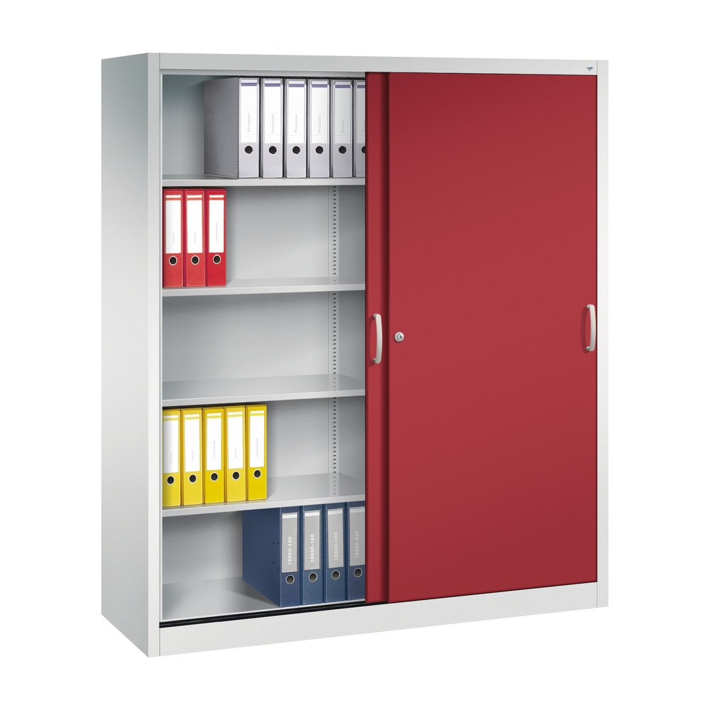 Produktabbildung Nr. 4: Armoire à portes coulissantes, 1 950 x 1 600 x 500 mm, gris clair, rouge rubis
