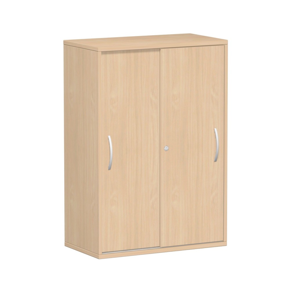 Illustration du produit: Armoire à portes coulissantes Lissabon, 3 hauteurs de classeurs, hêtre
