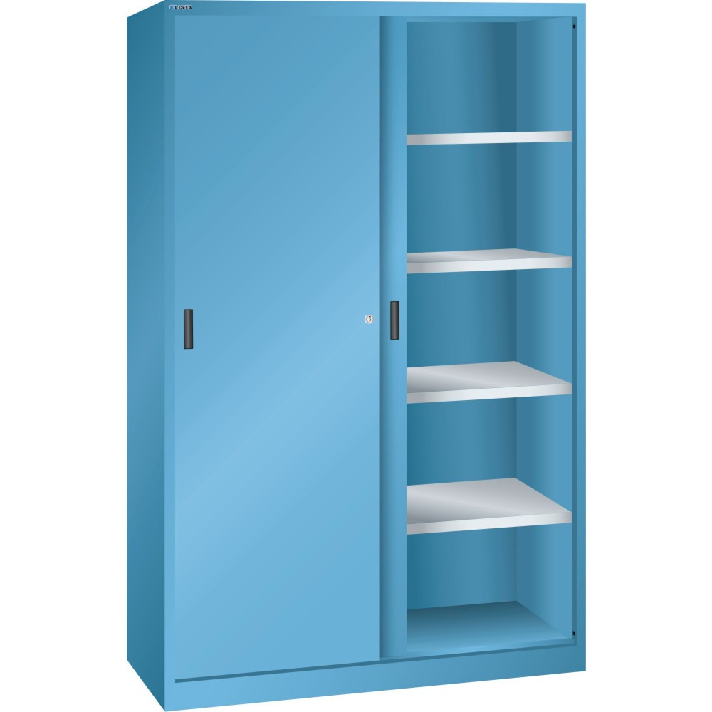 Illustration du produit: Armoire à portes coulissantes LISTA, (lxH) 1 000 x 1 950 mm, 4 étagères réglables, profondeur 400 mm, bleu clair