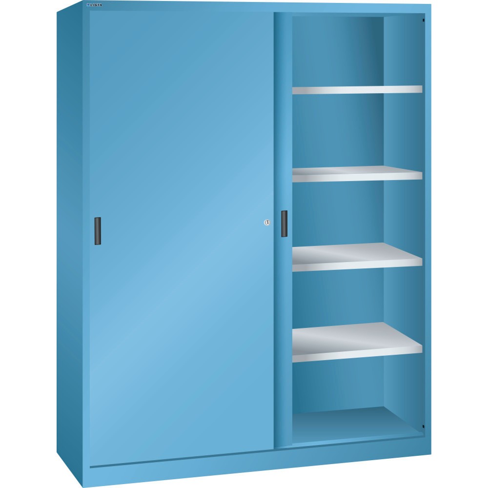 Illustration du produit: Armoire à portes coulissantes LISTA, (lxPxH) 1 500x400x1 950 mm, 8 étagères réglables, bleu clair