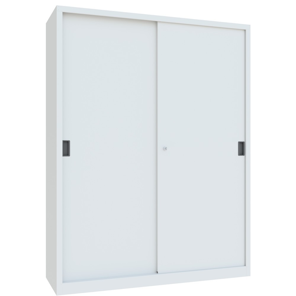 Produktabbildung Nr. 2: Armoire à portes coulissantes PAVOY avec 8 tablettes + cloison de séparation, HxlxP 1 950 x 1 500 x 500 mm, gris clair, gris clair