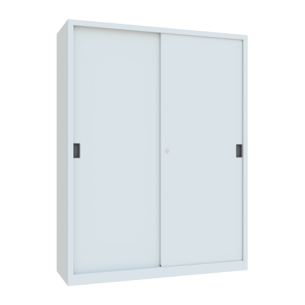 Produktabbildung Nr. 1: Armoire à portes coulissantes PAVOY avec 8 tablettes + cloison de séparation, HxlxP 1 950 x 1 500 x 500 mm, gris clair, gris clair