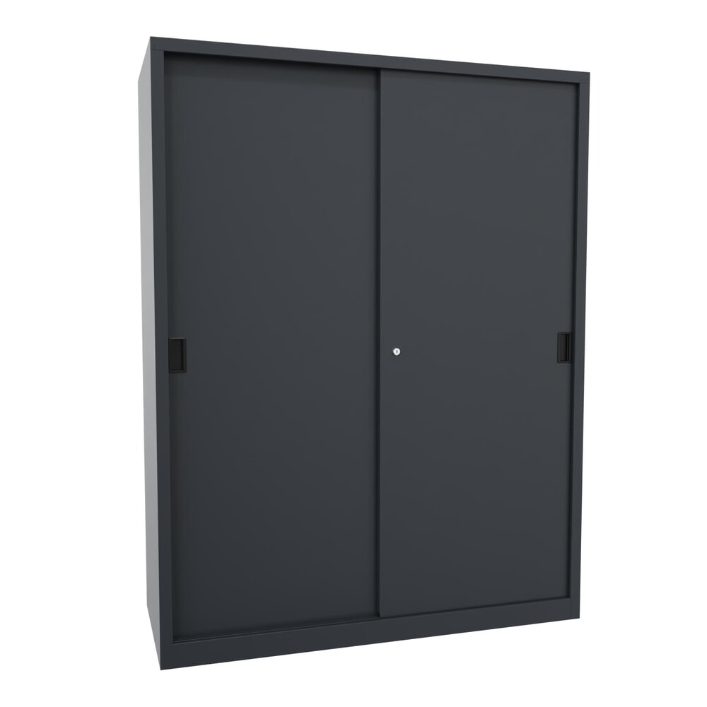 Produktabbildung Nr. 1: Armoire à portes coulissantes PAVOY avec mit 8 tablettes + cloison de séparation, HxlxP 1 950 x 1 500 x 600 mm, bleu gentiane, gris clair