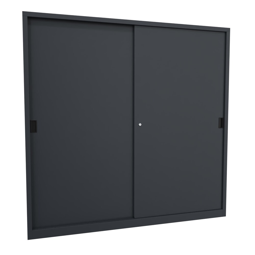 Produktabbildung Nr. 1: Armoire à portes coulissantes PAVOY avec mit 8 tablettes + cloison de séparation, HxlxP 1 950 x 2 000 x 600 mm, bleu gentiane, gris clair