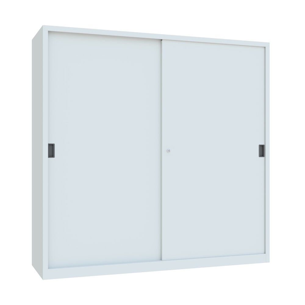 Produktabbildung Nr. 1: Armoire à portes coulissantes PAVOY avec mit 8 tablettes + cloison de séparation, HxlxP 1 950 x 2 000 x 600 mm, gris clair, gris clair