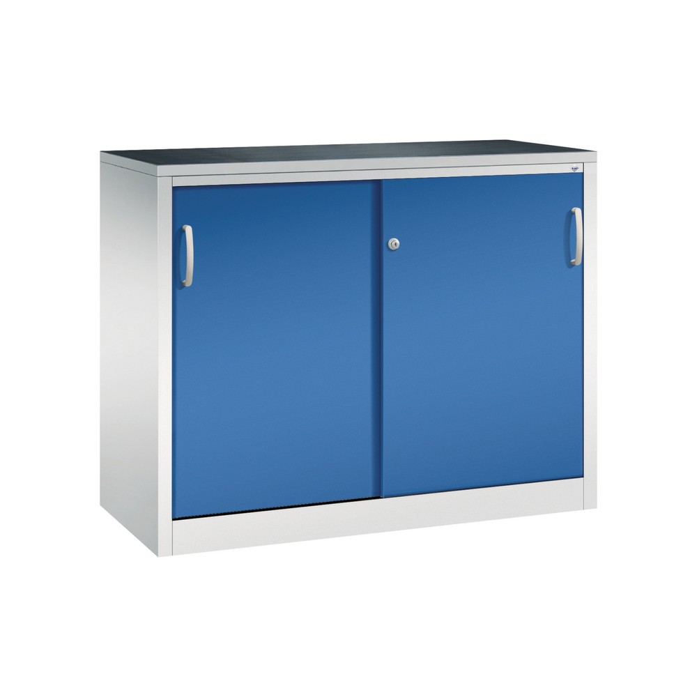 Illustration du produit: Armoire à portes coulissantes pour charges lourdes C+P, H x l x P 1 000 x 1 200 x 500 mm, gris clair, bleu gentiane