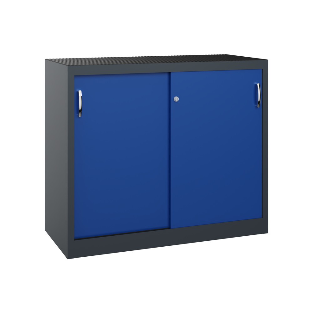 Illustration du produit: Armoire à portes coulissantes pour charges lourdes C+P, H x l x P 1 000 x 1 200 x 500 mm, gris anthracite, bleu gentiane