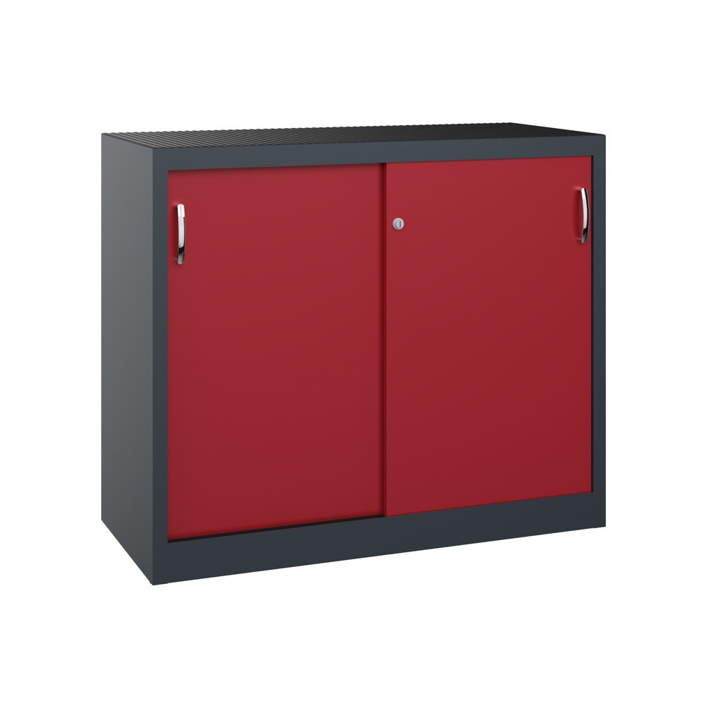 Illustration du produit: Armoire à portes coulissantes pour charges lourdes C+P, H x l x P 1 000 x 1 200 x 500 mm, gris anthracite, rouge rubis
