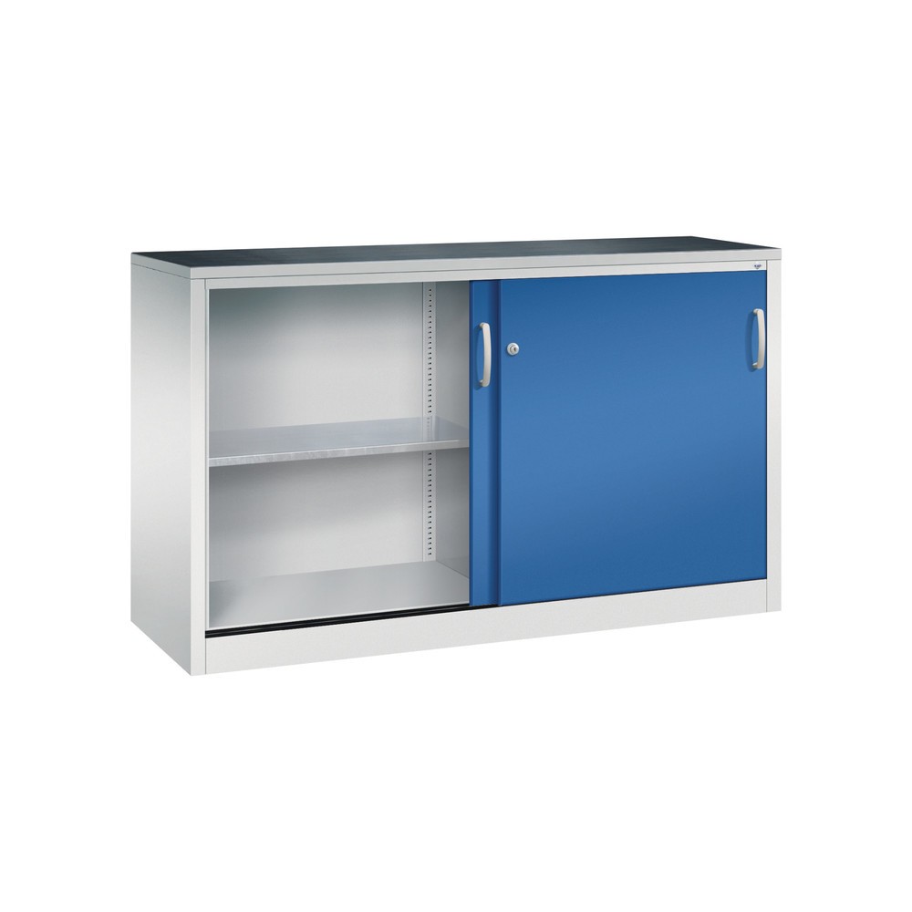 Produktabbildung Nr. 3: Armoire à portes coulissantes pour charges lourdes C+P, H x l x P 1 000 x 1 600 x 500 mm, gris clair, bleu gentiane